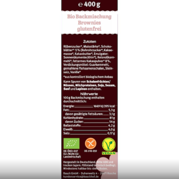 Bio Brownies Backmischung - glutenfrei - vom Bauckhof - Produktbeschreibung